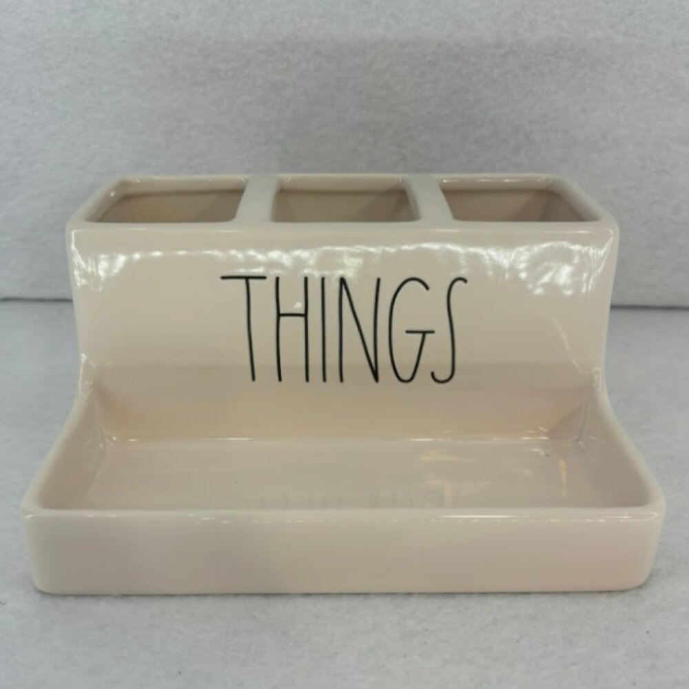 Rae Dunn Ceramic "THINGS" 3 Part Organizer | Storage & Organization